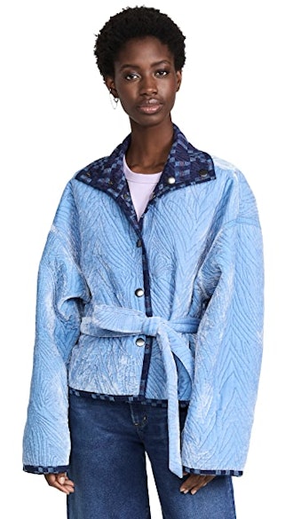 Abacaxi's blue Quilted Reversible Jacket. 