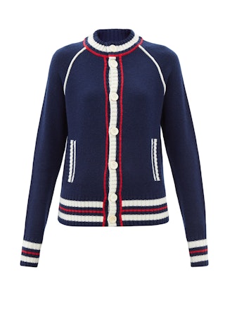 Navy Wool Artist Cardigan from Wales Bonner.