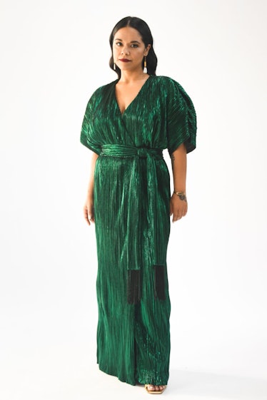 Plissé Holiday Dress - Emerald
