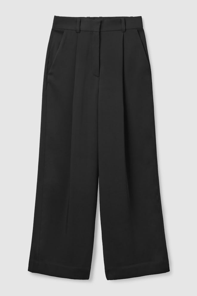 COS Black High-Waisted Pleated Pants.