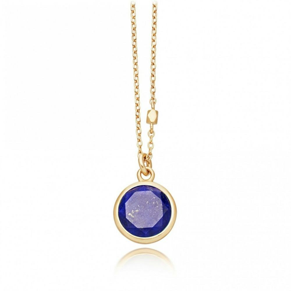 Round Stilla Lapis Lazuli Pendant Necklace in Yellow Gold Vermeil