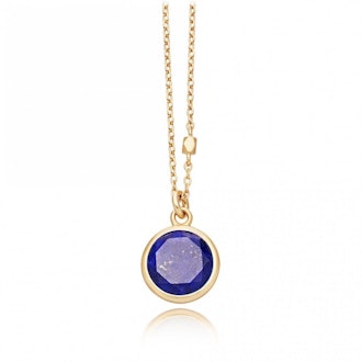Round Stilla Lapis Lazuli Pendant Necklace in Yellow Gold Vermeil