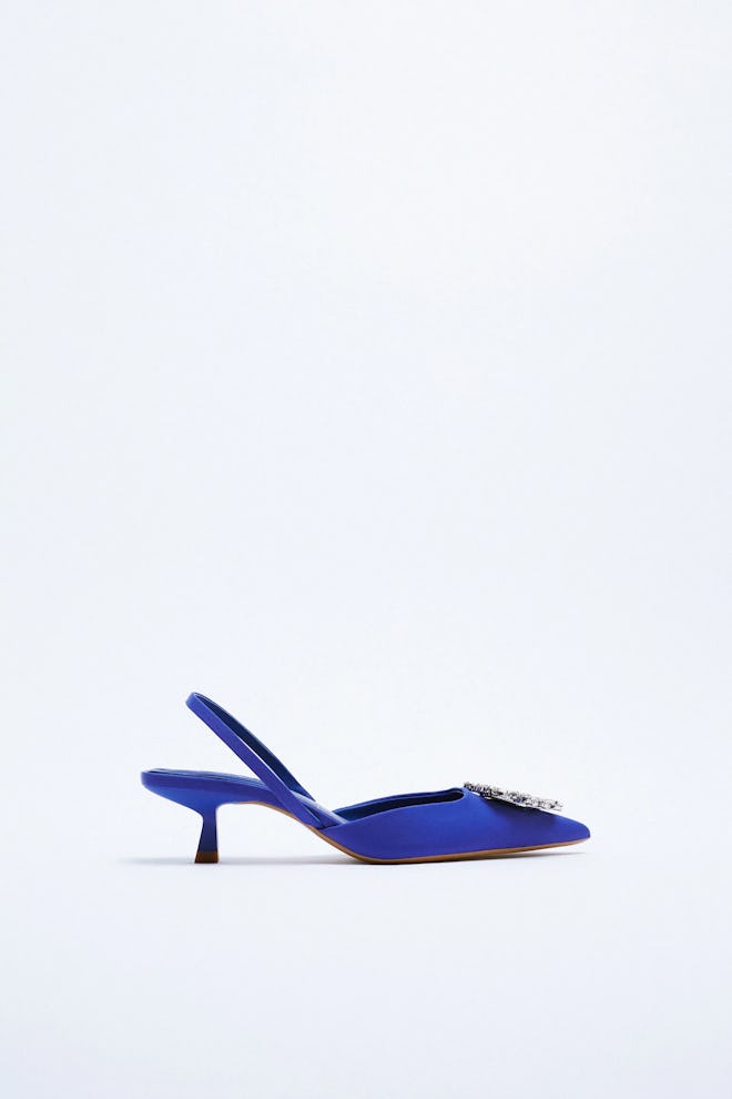 Blue Shimmery Slingback Heels from Zara.