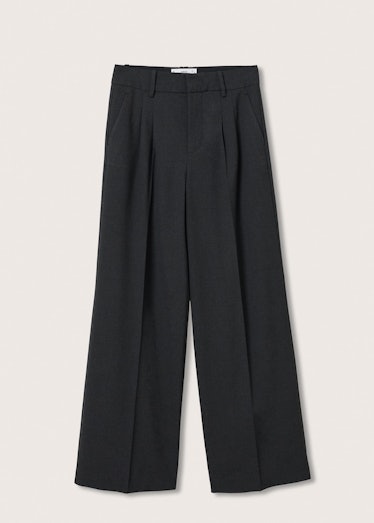 Gray pleat flare trousers from Mango.