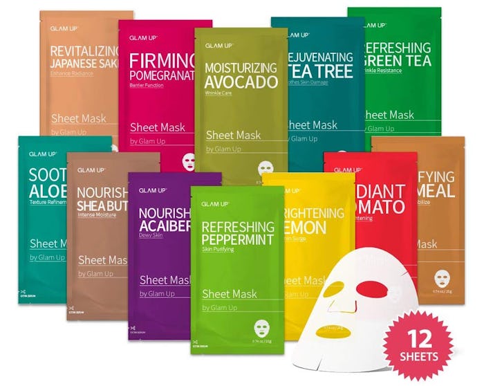 GLAM UP Facial Sheet Masks (12-Pack)