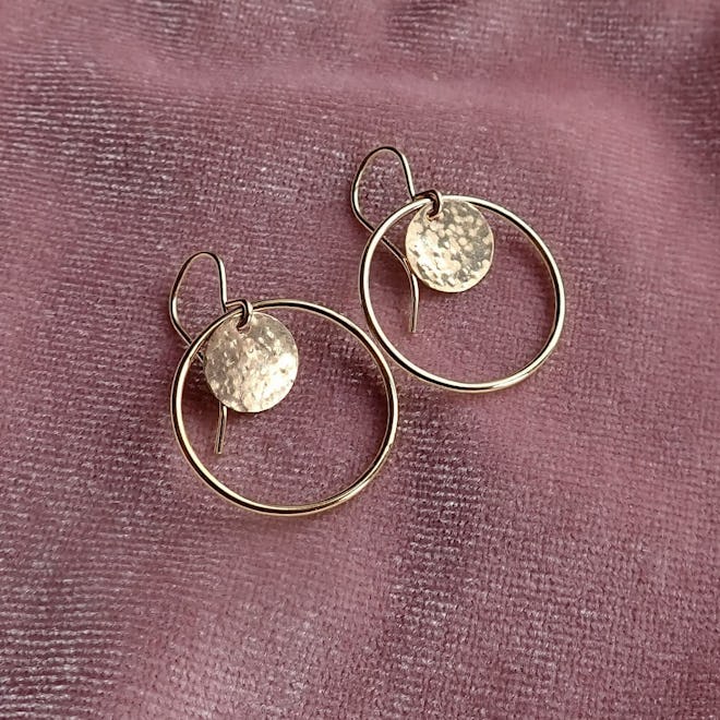 Gold Disc Circle Earrings
