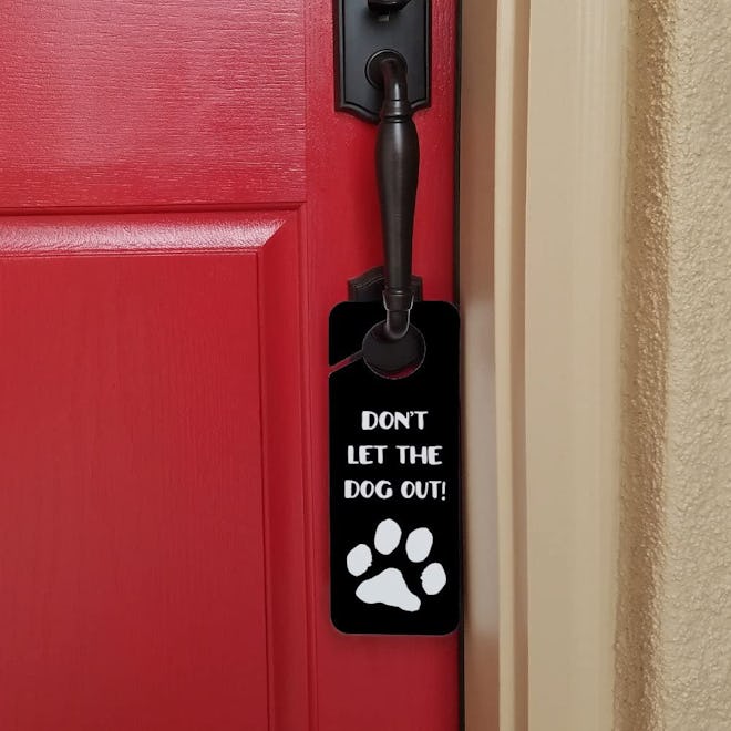 Graphics and More Don't Let The Dog Out Plastic Door Knob Hanger Sign