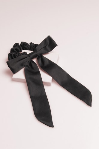 Black Knotted Ribbon Scrunchie Hair Bow