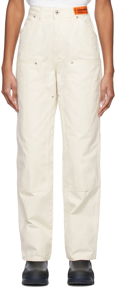 Off-White Denim Carpenter Trousers from Heron Preston, available to shop on SSENSE.