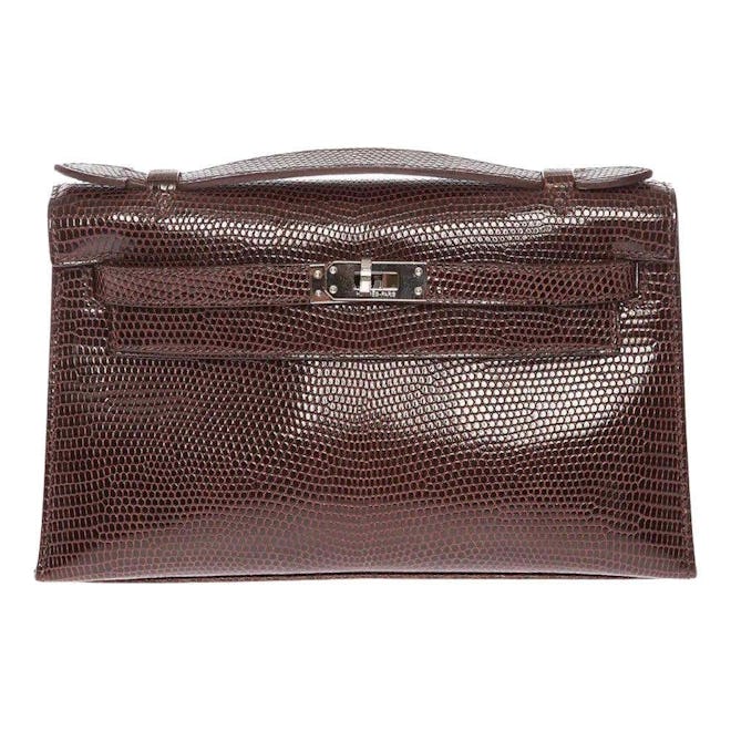 Hermès Kelly Pochette Bag in Brown Lizard.