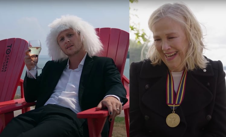Noah Reid's music video for Catherina O'Hara included tons of iconic Moira Rose wigs.