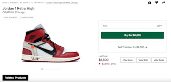 Off-White X Air Jordan 1 Sneakers Resale Prices Surge After Virgil Abloh  Death - Bloomberg