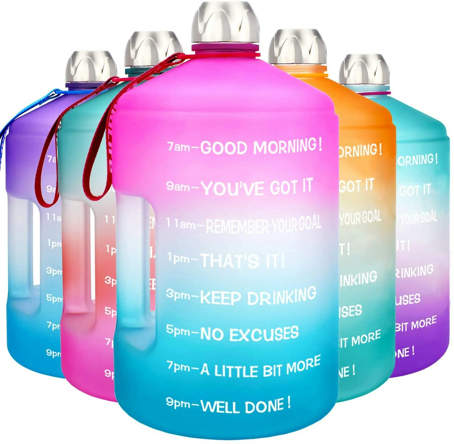 BuildLife 1 Gallon Water Bottle -Motivational Fitness Workout with Time Marker