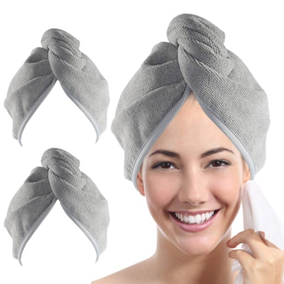 Microfiber Hair Towel Wraps for Women (2 Pack) 