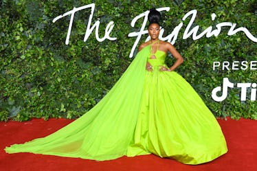 Gabrielle Union Stuns In Lime Green Caped Gown At The 2021 Fashion Awards