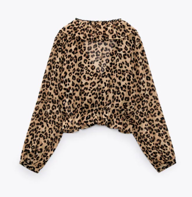 Animal Print Cropped Blouse