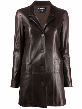 Chanel Pre-Owned 2000s thigh-length leather coat