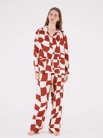 Queen of Chess Long Silk Pajama Set