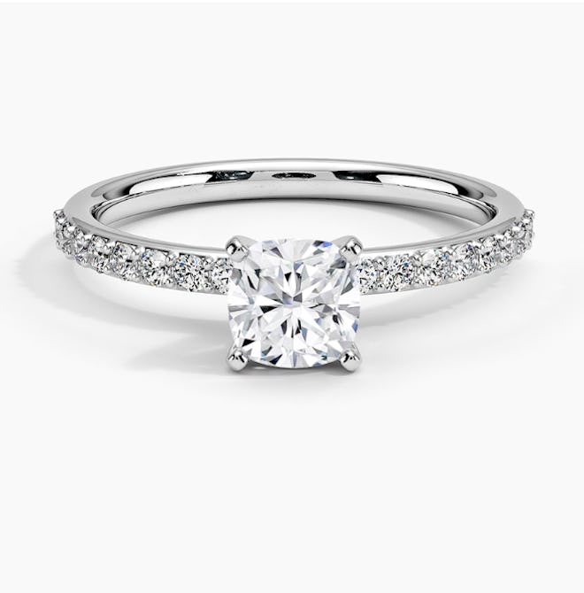 Petite Shared Prong Diamond Engagement Ring