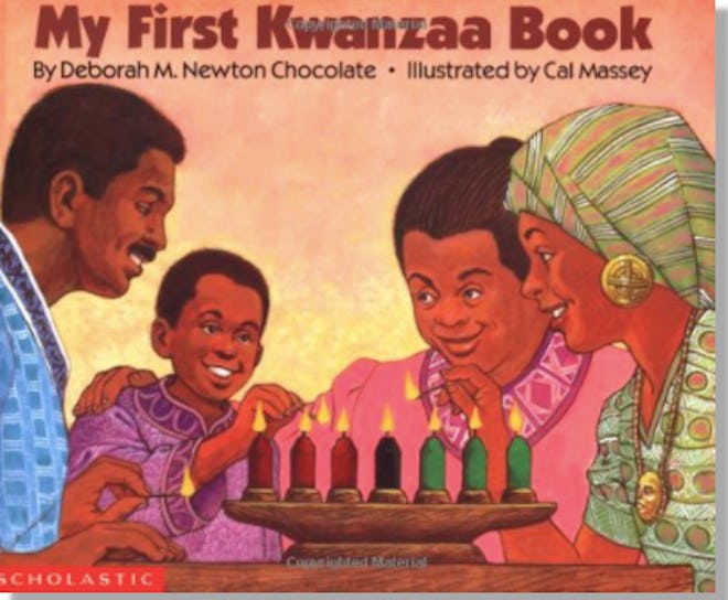 Book cover of family celebrating Kwanzaa