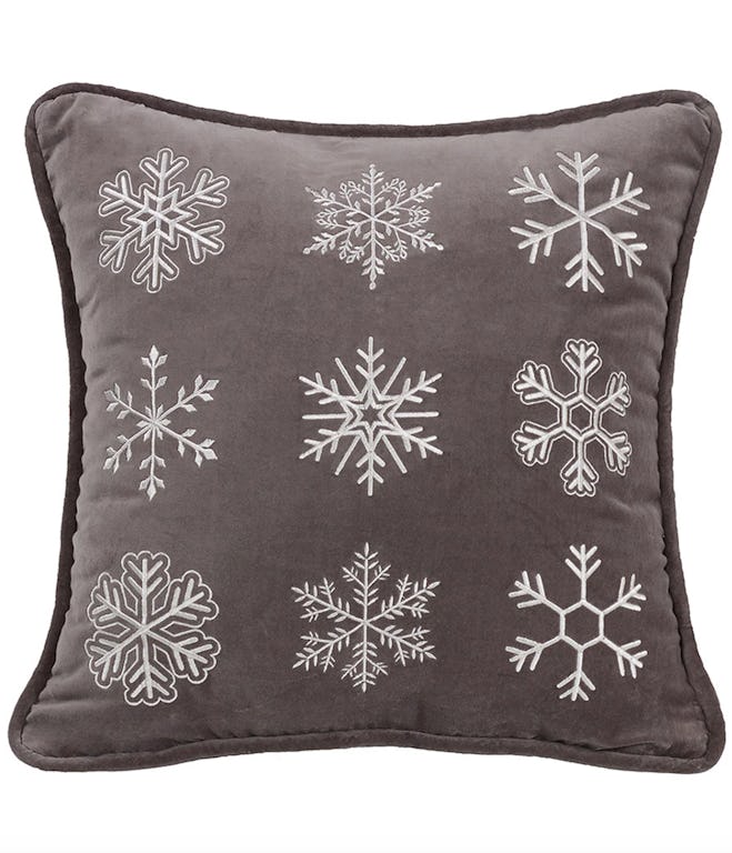 Square Embroidered Snowflake 18"x18" Pillow