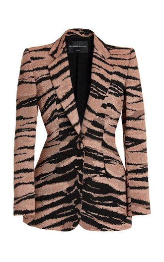 Tiger-Patterned Jacquard Wool-Blend Blazer