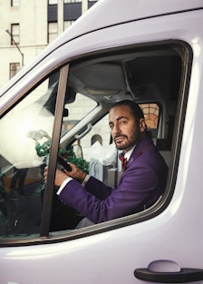 Marc Jacobs driving a van