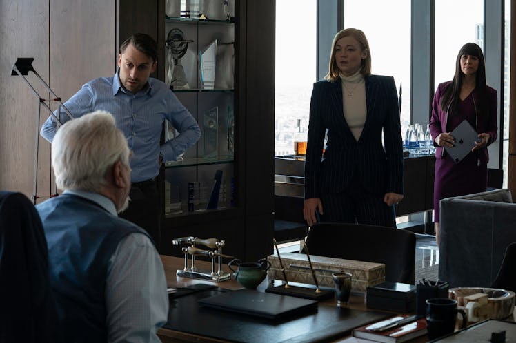Brian Cox, Kieran Culkin, Sarah Snook, and Zoë Winters in 'Succession' Season 3