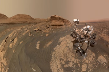 The Curiosity rover captures a selfie on Mont Mercou on Mars.