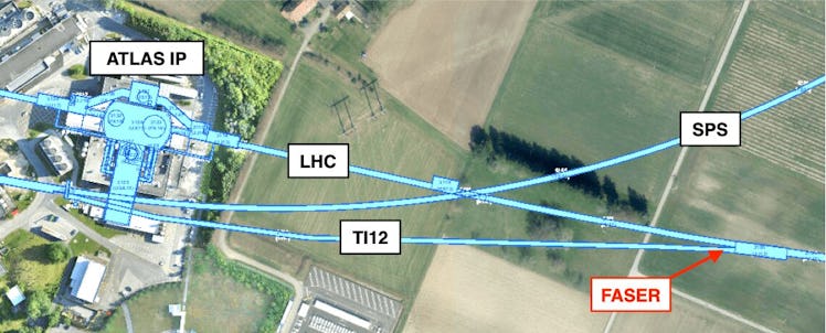 large hadron collider neutrino detection map