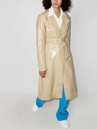 Kedoun Faux-Leather Trench Coat