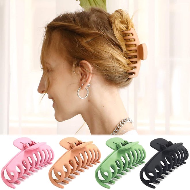 TOCESS Big Hair Claw Clips With Secure Grip (4-Pack)