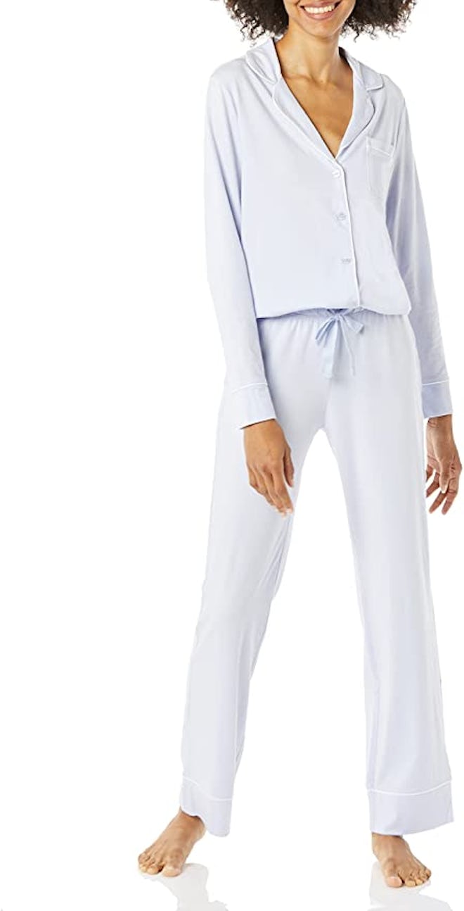 Amazon Essentials Women's Cotton Modal Long Sleeve Shirt Full Length Pant Pajama Set