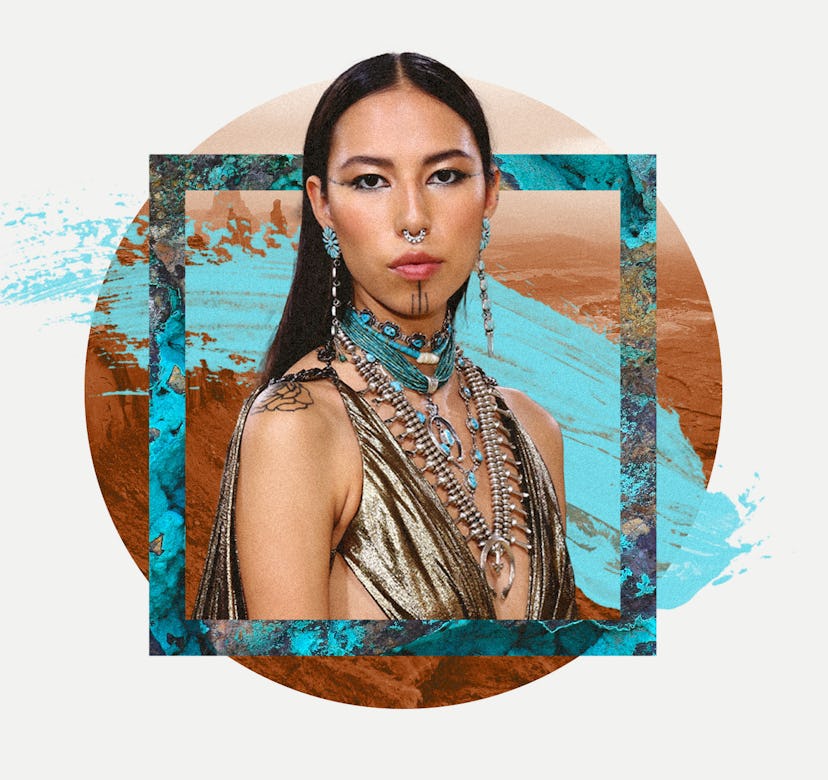 Quannah Chasinghorse wearing turquoise jewelry