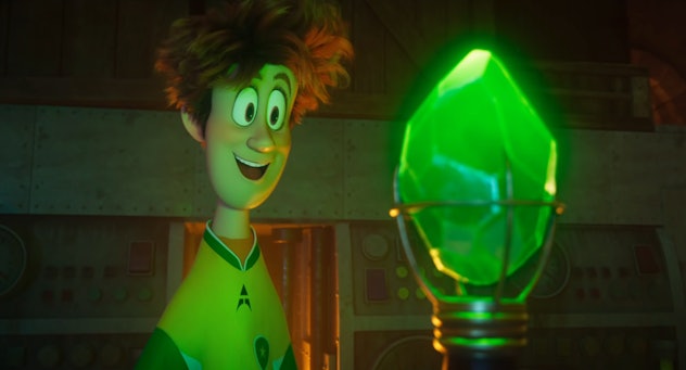 Johnny stares at a glowing green gem