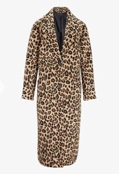 Long Faux Leopard Fur Coat