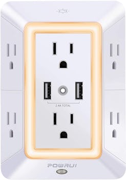 POWRUI 6-Outlet Extender with 2 USB Charging Ports