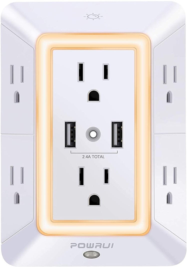 POWRUI 6-Outlet Extender with 2 USB Charging Ports