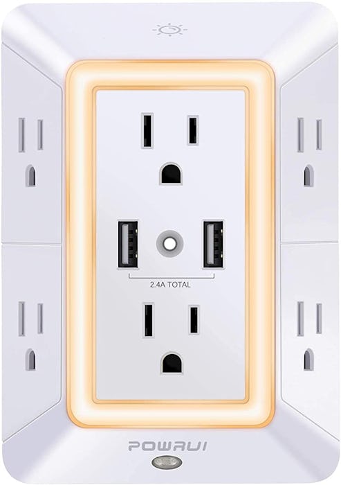 POWRUI 6-Outlet Extender with 2 USB Charging Ports