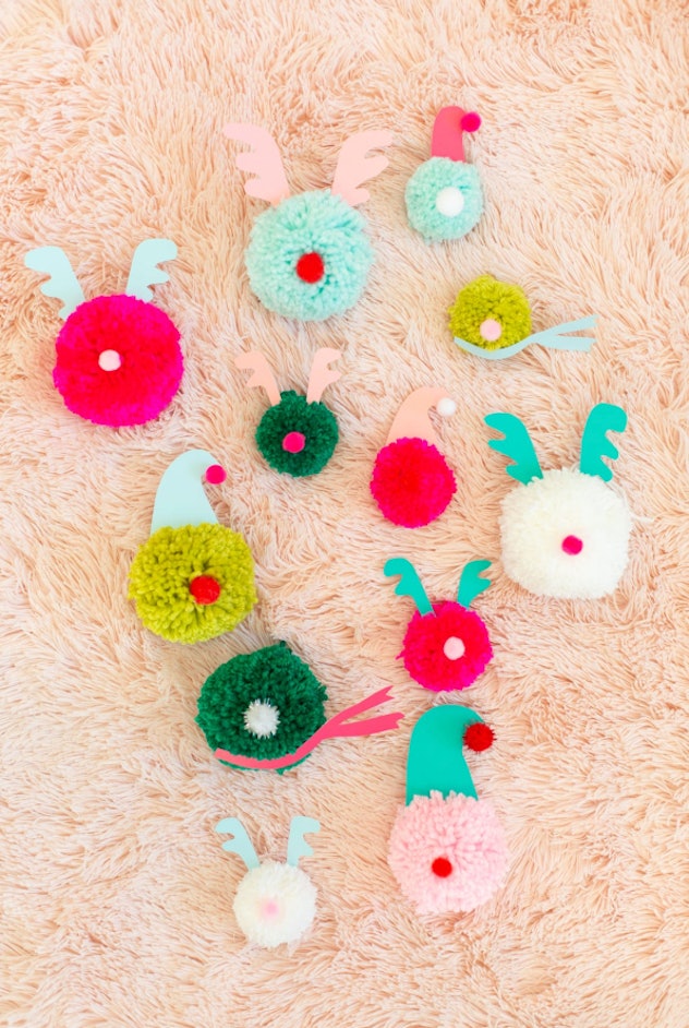 A pom pom ornament is one DIY craft for kids to make.