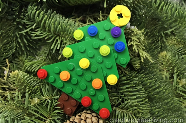You can build this DIY LEGO ornament with your kids.