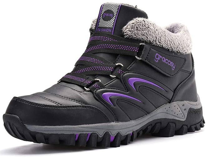 gracosy Waterproof Faux Fur-Lined Hiking Sneakers