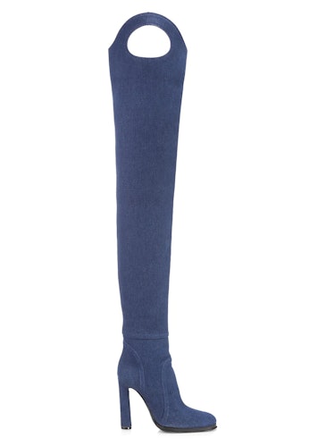 Burberry Alto Thigh-High Denim Boots  