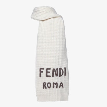 White Fendi Roma wool scarf from Fendi.