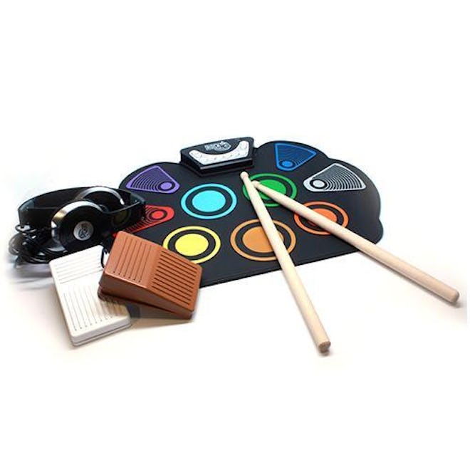 Mukikim Flexible Roll-Up Rainbow Drum Kit is a popular 2021 holiday toy for 6-9 year-olds 
