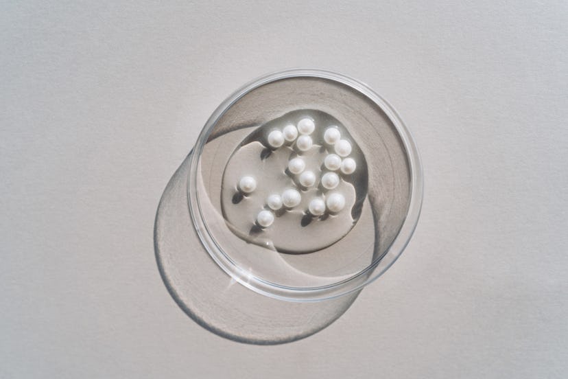 Pearls in a glass bowl