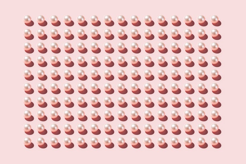 pearls on a pink background