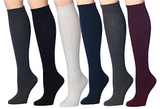Tipi Toe Women's Knee-High Wool Boot Sock (6-Pack)