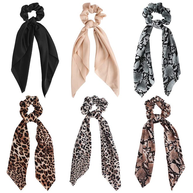 TOBATOBA Leopard Print Big Scrunchies (6-Pack)