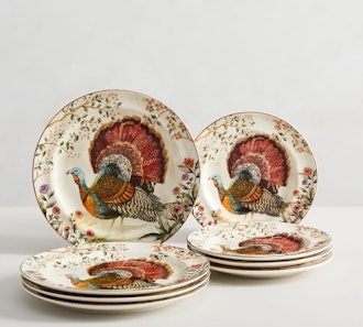 Botanical Harvest Turkey Stoneware 8-Piece Dinnerware Set